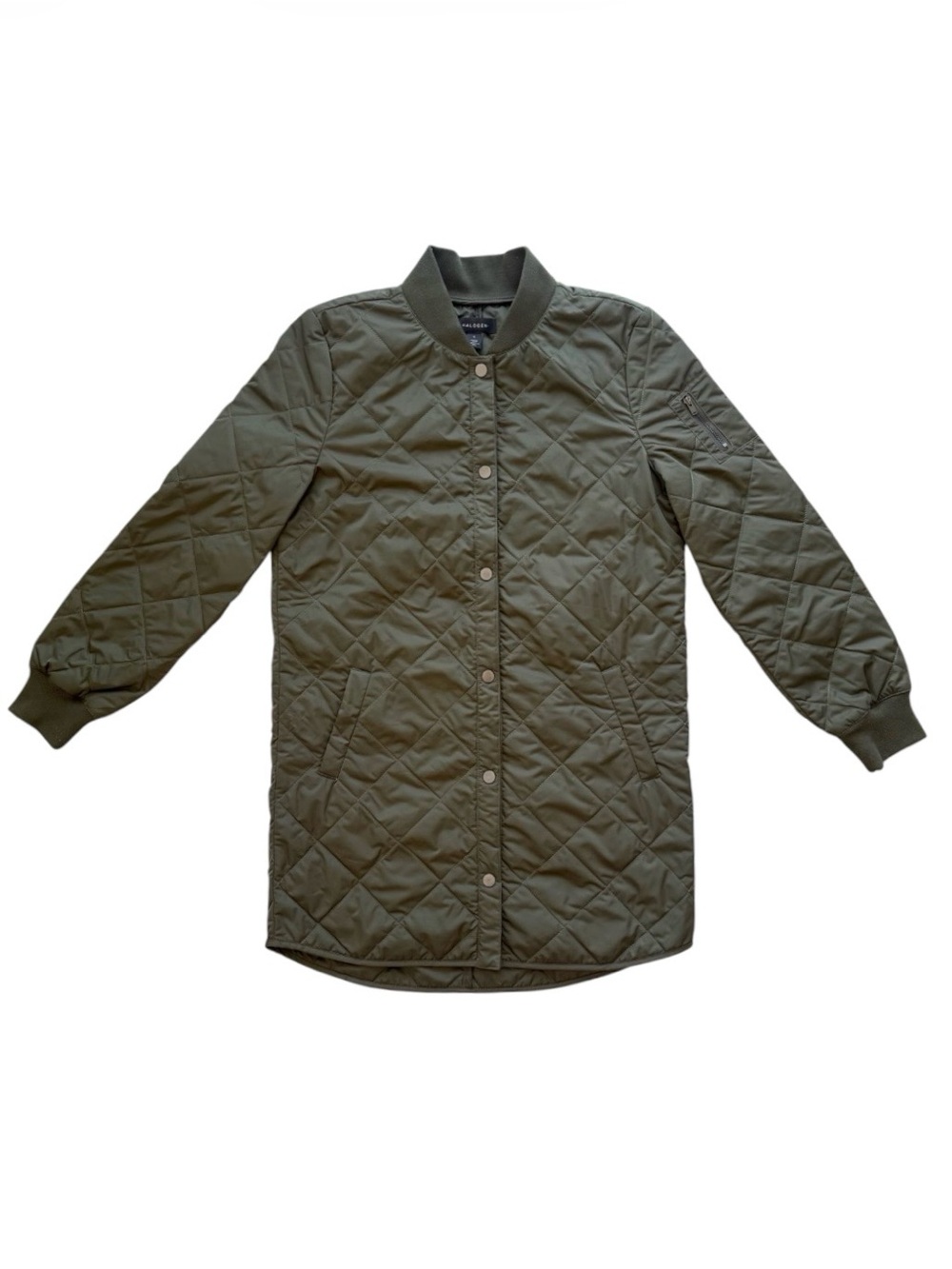Halogen Quilted Longline Jacket Olive Green Size Small